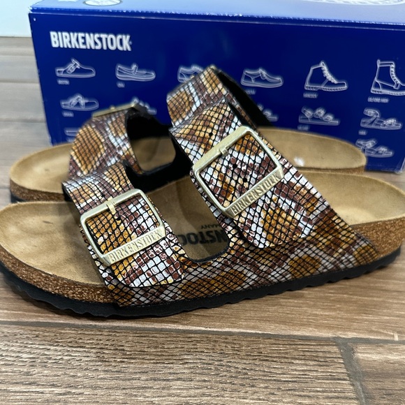 Birkenstock Shoes - Birkenstock snake print brown Women’s Sandals Size 37/6